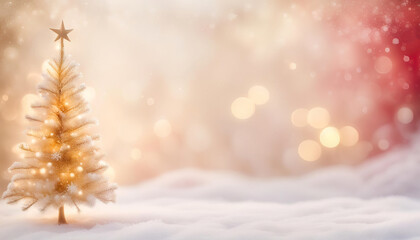 Wall Mural - Beautiful christmas card with small tree and copy space