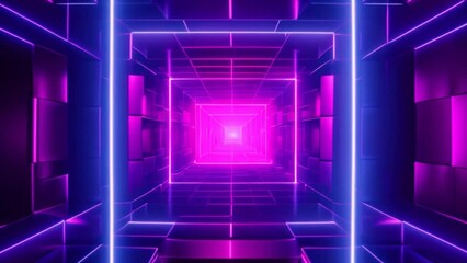 Aufkleber - Digital Technology Tunnel: Abstract Purple Background with Light Design