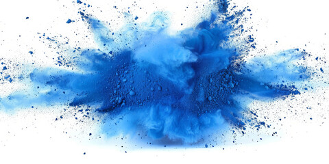 a blue splash painting on black background, blue powder dust paint blue explosion explode burst isolated splatter abstract. blue smoke or fog particles explosive special effect 