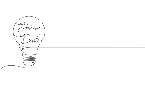 Hero dad line art style, line art isolated vector illustration. Father's day concept