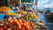 Vibrant Fresh Produce at Vietnam's Floating Market: A Feast for the Senses