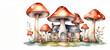 magical fabulous Mushroom two-storey House from storytale, watercolor painting , generative AI