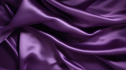 close up of smooth shiny purple silk satin fabric