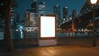 customizable public park digital kiosk for advertising presentation mockup in Sydney environment, night view 