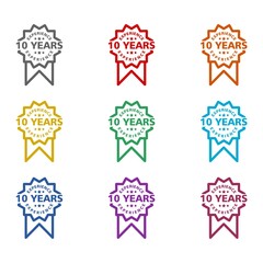 Sticker - Ten years experience icon isolated on white background. Set icons colorful