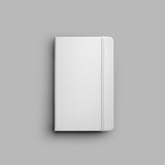 Poster - Mockup of white textured notebook with tie, sketchbook presentation, isolated on shadow background.