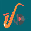 The '70s-style saxophone, depicted in vectors, exudes retro charm. Its curves and angles capture the essence of vintage allure. As the needle glides along the grooves, melodies spring forth with nost
