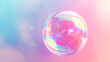 Iridescent ballon bubble on pastel background with gradient
