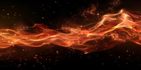 Wall Mural - A glowing red fire on a black background, banner