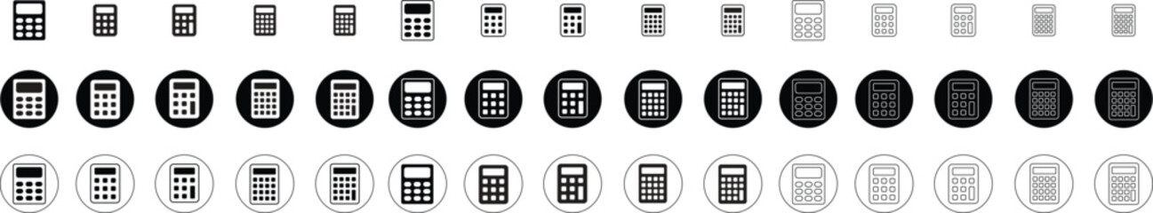 Fototapete - Set of Calculator icons. Savings, finances signs. Economy concept trendy Flat styles for graphic designs and website. Math icons. Element of education illustration isolated on transparent background.
