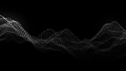 Poster - Simple black and white particle wave technology animation, fast 3d wave web