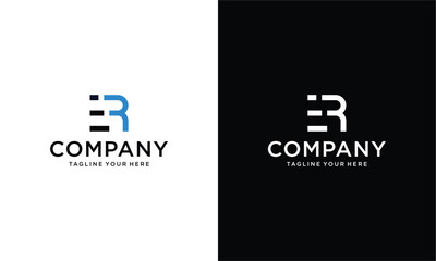 Wall Mural - ER logo design vector icon symbol on a black and white background.