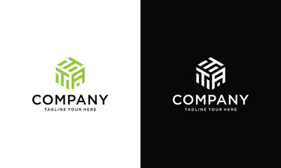 Wall Mural - creative design outline letters T T A hexagon shape on a black and white background.