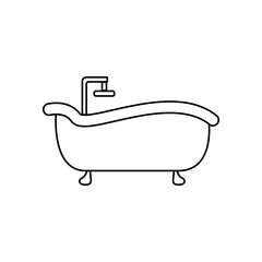 Poster - Bath icon vector linear style. Outline shower logo vector. Concept of bathing and washing icon. Ceramic bathtub in a simple style. Concept for applications bath symbol for web design.