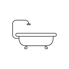 Poster - Bath icon vector linear style. Outline shower logo vector. Concept of bathing and washing icon. Ceramic bathtub in a simple style. Concept for applications bath symbol for web design.
