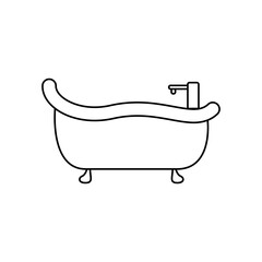 Poster - Bath icon vector linear style. Outline shower logo vector. Concept of bathing and washing icon. Ceramic bathtub in a simple style. Concept for applications bath symbol for web design.