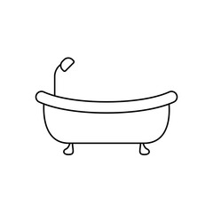 Poster - Bath icon vector linear style. Outline shower logo vector. Concept of bathing and washing icon. Ceramic bathtub in a simple style. Concept for applications bath symbol for web design.