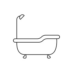 Poster - Bath icon vector linear style. Outline shower logo vector. Concept of bathing and washing icon. Ceramic bathtub in a simple style. Concept for applications bath symbol for web design.