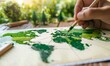 Mapping Sustainable Practices, A Hand-Detailed Green Supply Chain on World Map
