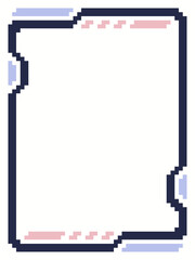 Poster - Cyberpunk Pixel Art Futuristic Interface Frame on White Background, Vertical Blank Cover Template