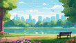 Illustration of beautiful summer or spring city par