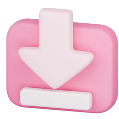 3D Icon of Pink Download Symbol