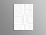 Fototapeta  - Blank vintage folded poster mockup on grey background. A4 paper sheet 3D rendering