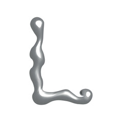 Poster - 3D letter L in Y2K style with chrome effect. Vector illustration isolated on white background