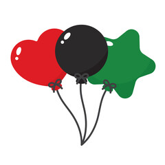 Wall Mural - Red, black and green colored balloon icons as the colors of the Pan-African flag. For Juneteenth and Black History Month. Flat vector illustration.	