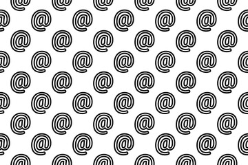 Poster - Seamless pattern completely filled with outlines of at symbols. Elements are evenly spaced. Illustration on transparent background