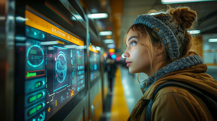 Poster - Woman Looking at Machine Screen