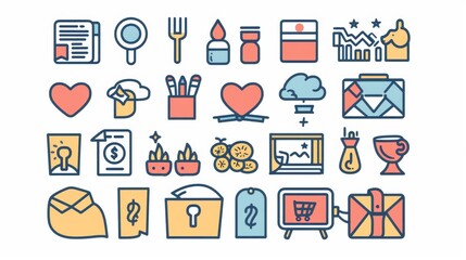 Poster - Set of donation icons and characters with flat design style and minimal modern illustration.