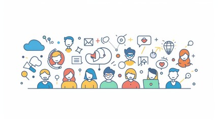 Poster - An illustration of people using the Internet to communicate.
