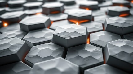 Aufkleber - Futuristic surface concept with hexagons. Trendy sci-fi technology background with hexagonal pattern. top view. Generative AI.