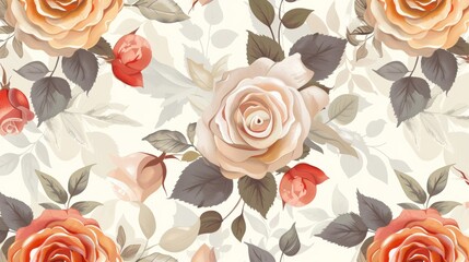 Canvas Print - Beautiful roses modern illustration texture with an abstract elegance floral pattern.