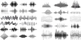 Fototapeta  - Monochrome volume audio lines, soundwaves rhythm