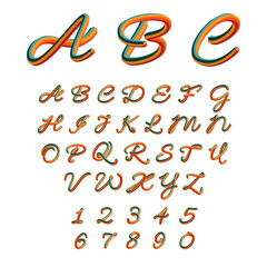 Poster - Modern bright colorful font, alphabet letters and numbers, vector illustration

