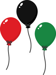 Wall Mural - Red, black and green colored balloon icons as the colors of the Pan-African flag. For Juneteenth and Black History Month. Flat design illustration.