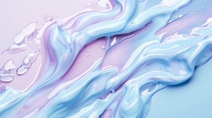 Wall Mural - Moisturizer slashes and waves on light pastel background, hydrating face cream or lotion for skin care 