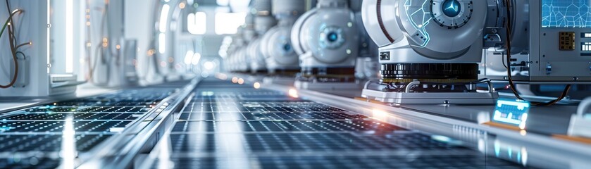 Aufkleber - Futuristic solar panel factory in precision 3D render, highlighting innovation and automated technology