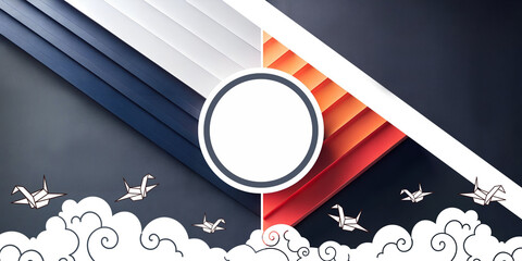 Poster - Abstract background. Contemporary triangular geometry in Japanese style in the concept of paper birds and clouds with peace. display, illustration, 3d rendering