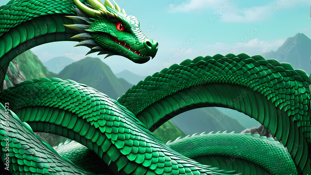 snake or dragon green skin with scale fantasy texture 3d rendered ...