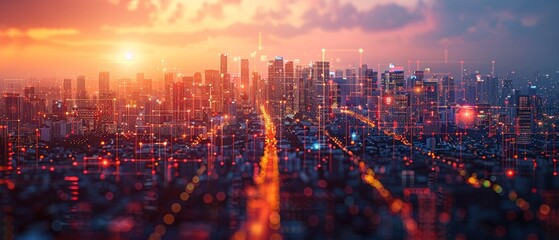 Poster - A smart city concept. Internet of Things (IoT). Information Communication Technology (ICT).