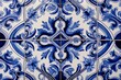 Portuguese tiles with blue and white ornate decoration