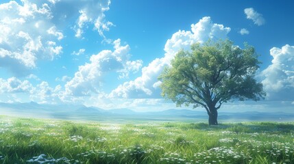 Poster - The field, the trees, and the sky are blue