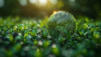 Poster - The ESG icon concept shows the topics of the environment, society, and governance, as well as the sustainable and ethical business of natural gas on the green background of the network.