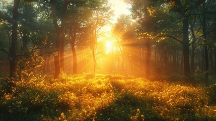 Poster - Forest with bright sun