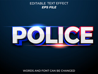 Wall Mural - police text effect, font editable, typography, 3d text. vector template