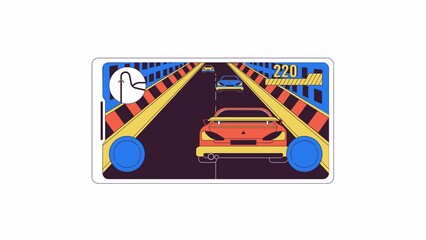 Poster - Racing game interface line 2D object animation. Car race simulation. Mobile videogame flat color cartoon 4K video, alpha channel. Sports competition online animated item on white background