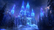 Captivating Winter Wonderland: Majestic Ice Castle Illuminated under the Starry Night